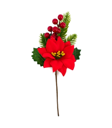 Tradineur - Muerdago navideño con palo - Fabricado en Poliéster y Plástico - Decoración para temporada Navideña - 26 cm