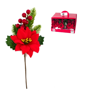 Tradineur - Muerdago navideño con palo - Fabricado en Poliéster y Plástico - Decoración para temporada Navideña - 26 cm