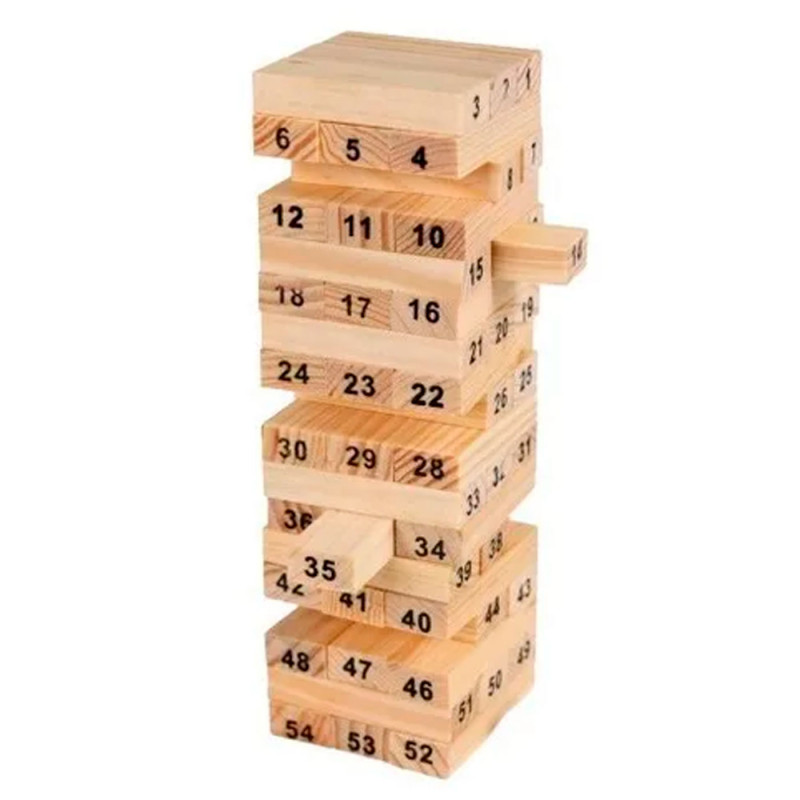 Tradineur - Juego de bloques de madera, 54 fichas numeradas, 4 dados, construcción de torre apilable, habilidad, familia, 26 x 7 Tradineur - Juego de bloques de madera, 54 fichas numeradas, 4 dados, construcción de torre apilable, habilidad, familia, 26 x 7