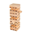 Tradineur - Juego de bloques de madera, 54 fichas numeradas, 4 dados, construcción de torre apilable, habilidad, familia, 15,8 x 5 x 5 cm