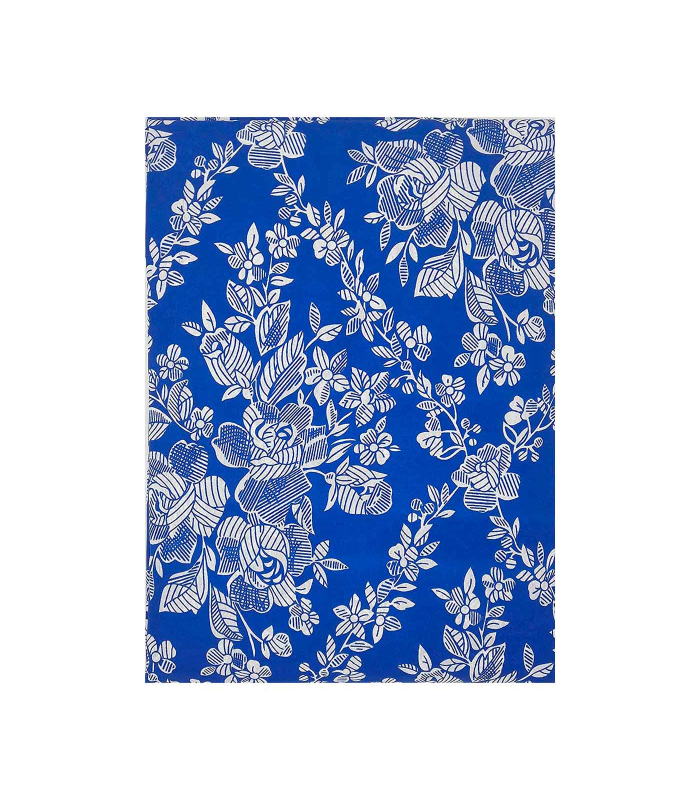 Tradineur - Funda para colchón estampada con cremallera, poliéster, flores blancas, extra suave, no encoge, protector de colchón (Azul, 105 cm)