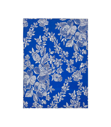 Tradineur - Funda para colchón estampada con cremallera, poliéster, flores blancas, extra suave, no encoge, protector de colchón (Azul, 105 cm)