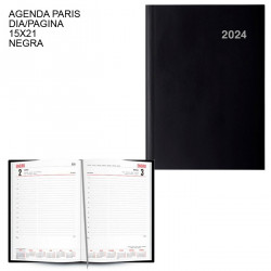 Tradineur - Agenda 2025, modelo París, día página, enero a diciembre, tapa dura y cinta marcapáginas, planificador anual de tare