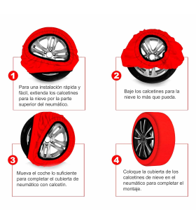 Tradineur - Cadenas de nieve para coche Textiles - Talla: M - Resistente y reutilizable - No daña llantas de ABS/ESP - Apto para todos los coches, 4x4, SUV y vehículos comerciales