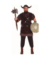 Tradineur - Disfraz de vikingo para adulto, poliéster, incluye cinta con cuernos, manguitos, casaca y cinturones, atuendo de carnaval, Halloween, cosplay (Hombre, Talla L)