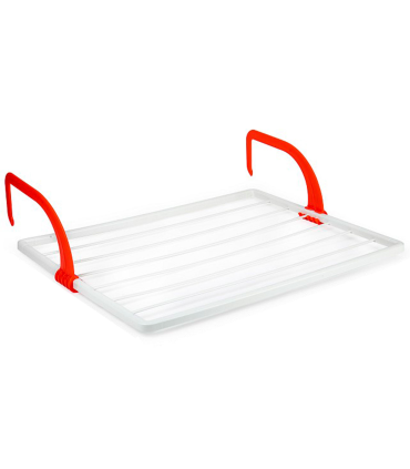 Tradineur - Tendedero plegable para radiador, resina - 4 metros de tendido - Fabricado en España - Soporte para tender ropa (Blanco y rojo - 62,5 x 49,5 x 17 cm)