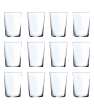 Tradineur - Juego de 12 vasos de cristal de 530 ml, pack de vasos para agua, bebidas, ligeros, aptos para lavavajillas, 13 x 8,5 cm