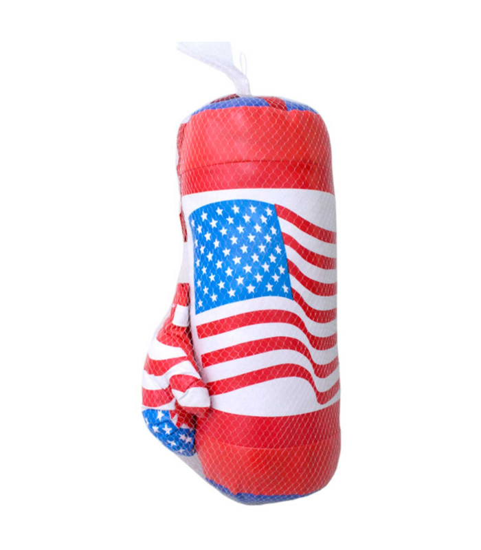 Tradineur - Saco de boxeo, incluye guantes, diseño de bandera de los Estados Unidos, juguete para niños, 33 x 12 cm