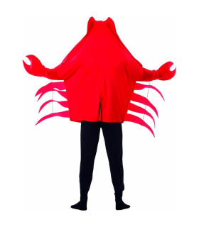 Tradineur - Disfraz de cangrejo rojo para adulto, poliéster, incluye túnica con capucha y guantes, atuendo de carnaval, Halloween, cosplay (Hombre, Talla L)