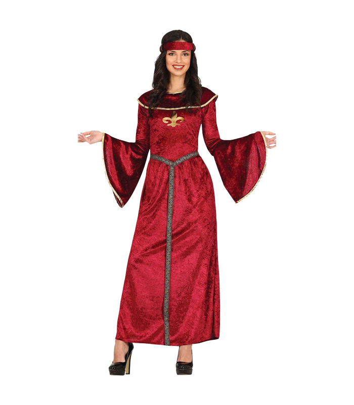 Tradineur - Disfraz Princesa Medieval adulto, fibra sintética, Incluye Vestido en color rojo, carnaval, Arde Lucus, Halloween, cosplay, fiestas (Talla L)