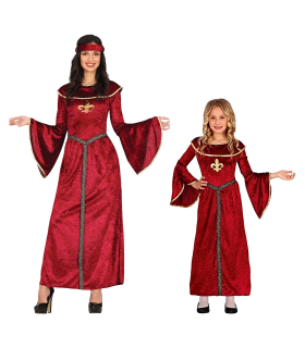 Tradineur - Disfraz Princesa Medieval adulto, fibra sintética, Incluye Vestido en color rojo, carnaval, Arde Lucus, Halloween, cosplay, fiestas (Talla L)