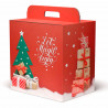 Tradineur - Caja de cartón para lote de Navidad, caja plegable con asa, guardar regalos, botellas vino, resistente (Rojo - Magic