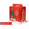 Tradineur - Caja de cartón para lote de Navidad, caja plegable con asa, guardar regalos, botellas vino, resistente (Rojo - Magic