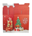 Tradineur - Caja de cartón para lote de Navidad, caja plegable con asa, guardar regalos, botellas vino, resistente (Rojo - 28 x 20,5 x 34 cm)