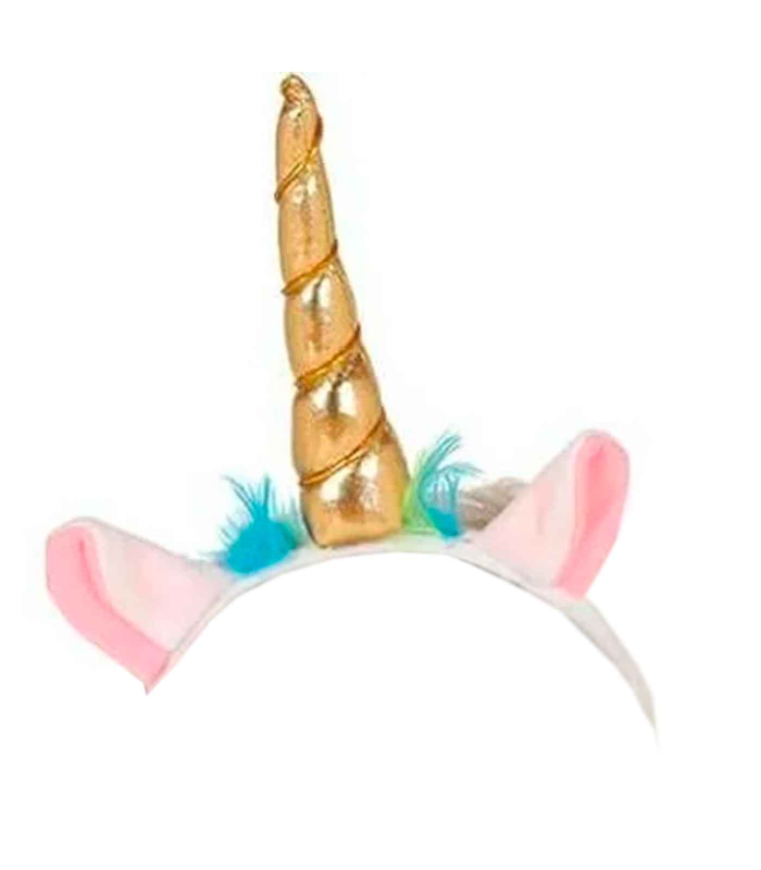 Diadema de unicornio de color dorado para niños para combinar con disfraces en fiestas y celebraciones, carnaval, Tamaño: 29 x 13 x 4 cm