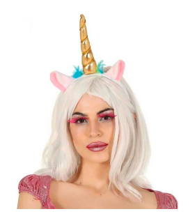 Diadema de unicornio de color dorado para niños para combinar con disfraces en fiestas y celebraciones, carnaval, Tamaño: 29 x 13 x 4 cm