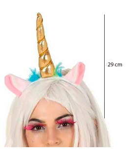 Diadema de unicornio de color dorado para niños para combinar con disfraces en fiestas y celebraciones, carnaval, Tamaño: 29 x 13 x 4 cm