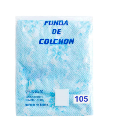 Funda de colchón cubre colchón 100% poliéster elástica con cremallera azul 105 cm azul