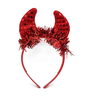 Tradineur - Diadema de demonio para Halloween - Apto para combinar con disfraces en fiestas y celebraciones, carnaval - Color rojo - 21 x 14 x 1,5 cm