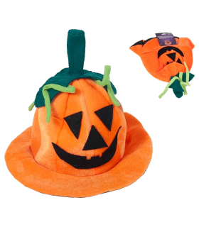 Tradineur - Sombrero de calabaza para Halloween - Fabricado en poliéster - Complemento para disfraces de carnaval - 19 x 32 x 32 cm