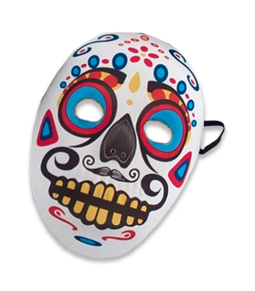 Tradineur - Máscara de calavera mexicana para Halloween - Fabricado en plástico - Complemento para disfraces de carnaval - 25 x 19 x 7 cm