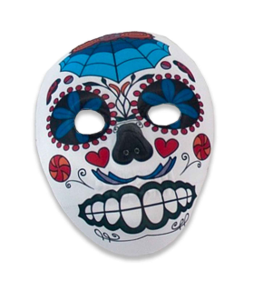 Tradineur - Máscara de calavera mexicana para Halloween - Fabricado en plástico - Complemento para disfraces de carnaval - 25 x 19 x 7 cm