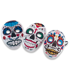 Tradineur - Máscara de calavera mexicana para Halloween - Fabricado en plástico - Complemento para disfraces de carnaval - 25 x 19 x 7 cm