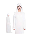 Tradineur - Túnica adulta con capucha - Unisex - 100% Poliéster - Ideal para las fiestas de disfraces - Carnaval, Halloween, cosplay - Talla M - Color Blanco