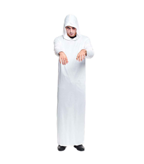 Tradineur - Túnica adulta con capucha - Unisex - 100% Poliéster - Ideal para las fiestas de disfraces - Carnaval, Halloween, cosplay - Talla M - Color Blanco