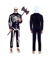 Tradineur - Traje de esqueleto soldado infantil - Fabricado en fibra sintética - Ideal para las fiestas de disfraces - Carnaval, Halloween, cosplay - Talla para 7 a 9 años - Color blanco y negro