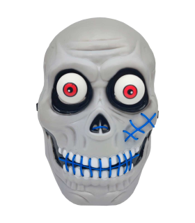 Tradineur - Máscara de calavera para Halloween - Incluye luces - Complemento para disfraces de carnaval - 26 x 17,5 x 9 cm