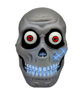 Tradineur - Máscara de calavera para Halloween - Incluye luces - Complemento para disfraces de carnaval - 26 x 17,5 x 9 cm