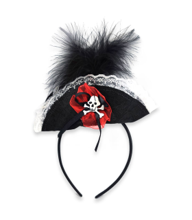 Tradineur - Diadema de catrina para Halloween - Apto para combinar con disfraces en fiestas y celebraciones, carnaval - Color negro - 24 x 11,5 x 3,5 cm