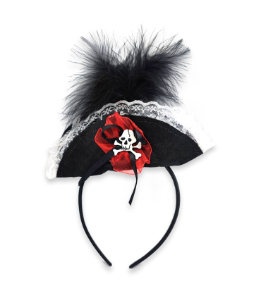 Tradineur - Diadema de catrina para Halloween - Apto para combinar con disfraces en fiestas y celebraciones, carnaval - Color negro - 24 x 11,5 x 3,5 cm