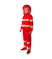 Tradineur - Disfraz de bombero infantil unisex - Fabricado en fibra sintética - Incluye camiseta, pantalón y gorro - Carnaval, Halloween, cosplay (7 - 9 años)