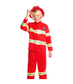 Tradineur - Disfraz de bombero infantil unisex - Fabricado en fibra sintética - Incluye camiseta, pantalón y gorro - Carnaval, Halloween, cosplay (10 - 12 años)