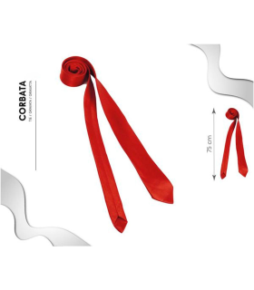 Tradineur - Corbata fina con longitud 75 cm - Fabricado en poliéster - Complemento para disfraces, carnaval, Halloween - Color Rojo