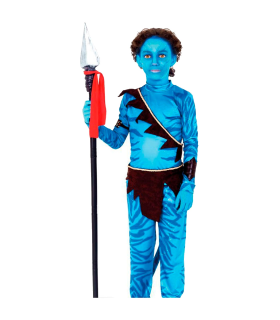 Tradineur - Disfraz de guerrero tribal infantil - Fabricado en fibra sintética - Incluye camiseta, pantalón, cinturón, banda, cola y brazaletes - Carnaval, Halloween, cosplay (5 - 6 años)