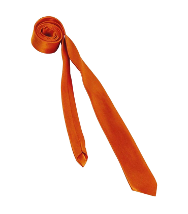 Tradineur - Corbata fina con longitud 75 cm - Fabricado en poliéster - Complemento para disfraces, carnaval, Halloween - Color Naranja