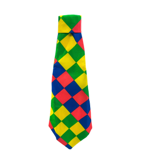 Tradineur - Corbata de payaso - Fabricado en poliéster - Accesorio para disfraces, carnaval, Halloween - Longitud de 55 cm - Diseño Rombos Multicolor