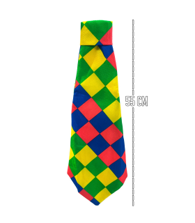 Tradineur - Corbata de payaso - Fabricado en poliéster - Accesorio para disfraces, carnaval, Halloween - Longitud de 55 cm - Diseño Rombos Multicolor