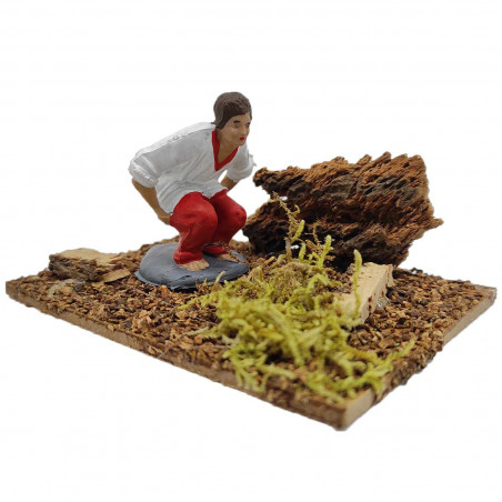 Tradineur - Figura de caganer para Belén, resina y corcho, cagón decorativo para nacimiento, pesebre, Navidad, adorno divertido