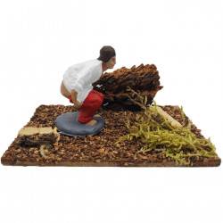 Tradineur - Figura de caganer para Belén, resina y corcho, cagón decorativo para nacimiento, pesebre, Navidad, adorno divertido