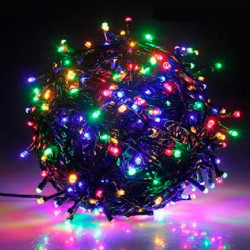 Tradineur - Tira de 100 luces LEDs para navidad - Apto para interior y exterior - Función de luz fija e intermitente - 8 Metros