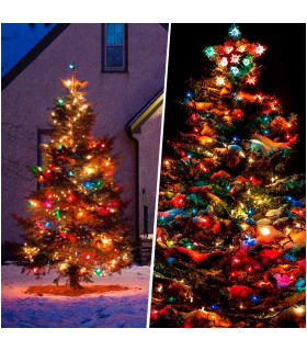 Tradineur - Tira de 100 luces LEDs para navidad - Apto para interior y exterior - Función de luz foja e intermitente - 8 Metros - Multicolor