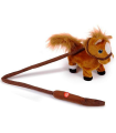 Tradineur - Caballo de peluche, anda y relincha, incluye correa rígida de 75 cm, sonido realista, peluche musical para pasear, juguete infantil, funciona con pilas, niños, 23 x 8 x 21 cm