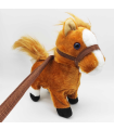 Tradineur - Caballo de peluche, anda y relincha, incluye correa rígida de 75 cm, sonido realista, peluche musical para pasear, juguete infantil, funciona con pilas, niños, 23 x 8 x 21 cm