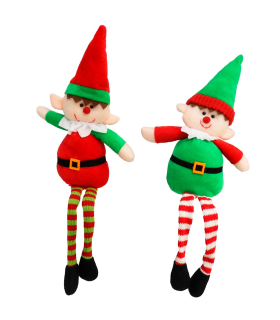 Tradineur - Pack de 2 elfos decorativos, poliéster y arena, figuras de Navidad, adornos, chimeneas, decoración festiva, hogar, 40 cm, modelos aleatorios