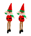 Tradineur - Pack de 2 elfos decorativos, poliéster y arena, figuras de Navidad, adornos, chimeneas, decoración festiva, hogar, 40 cm, modelos aleatorios