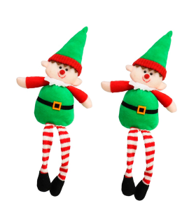 Tradineur - Pack de 2 elfos decorativos, poliéster y arena, figuras de Navidad, adornos, chimeneas, decoración festiva, hogar, 40 cm, modelos aleatorios